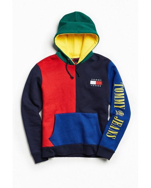 Tommy Hilfiger Blue Tommy Hilfiger '90s Colorblock Hoodie Sweatshirt for men