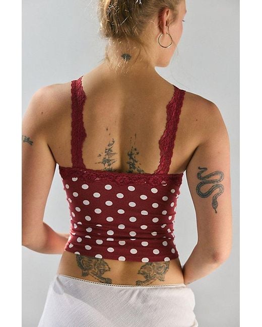 Out From Under Red Soft Touch Lace Trim Cropped Cami