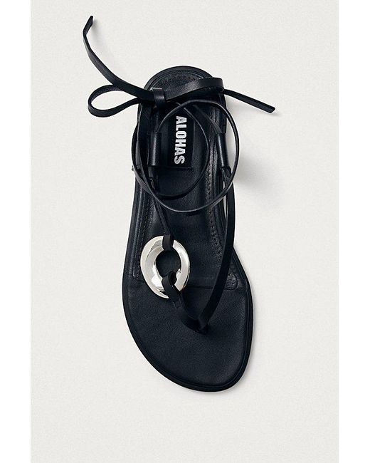 Alohas Black Morosia Leather Wrap Sandal