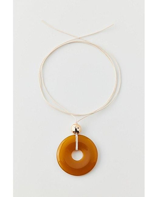 Urban Outfitters White Round Pendant Corded Wrap Necklace