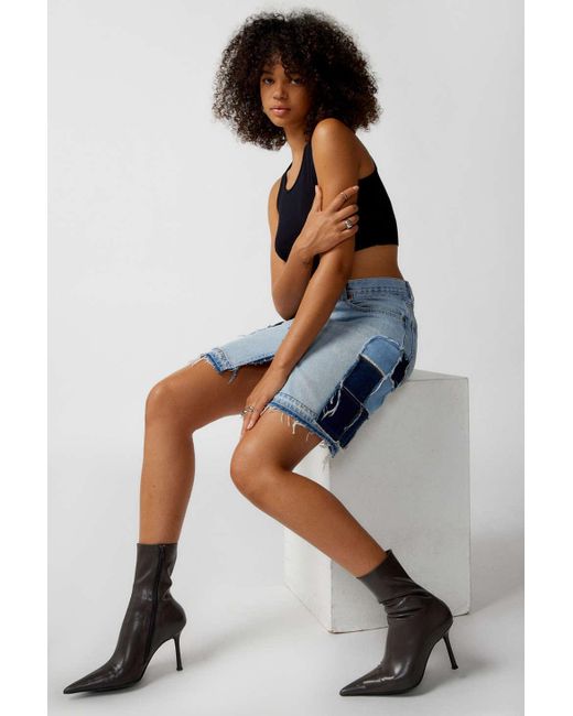 Urban Renewal Remade Levi's Patched Denim Skirt in Blue | Lyst