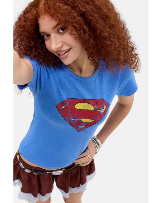 Urban Outfitters Blue Uo Superman Logo Baby Graphic Tee