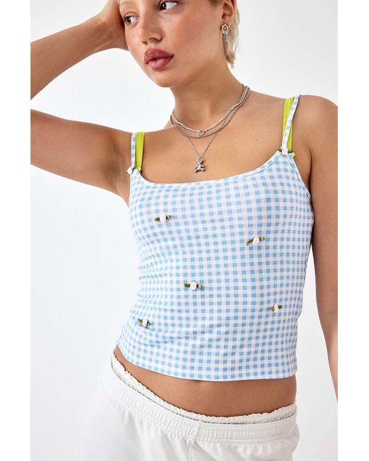 Urban Renewal Blue Made From Remnants Gingham Cami