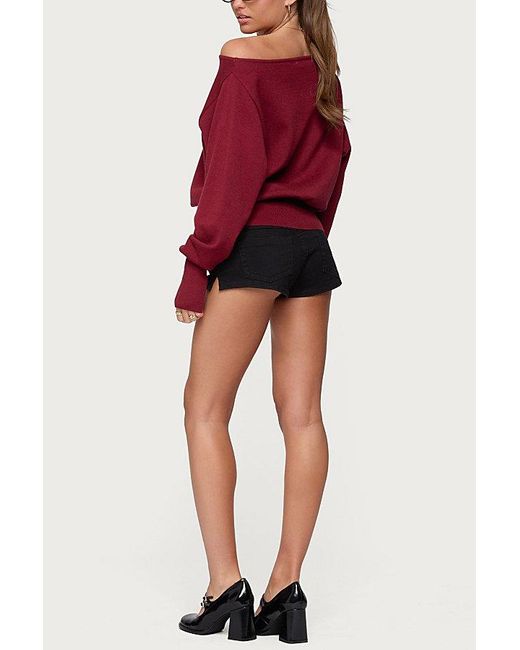 Edikted Black Jagger Low Rise Denim Shorts