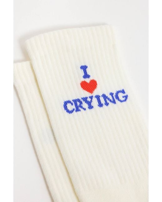 Out From Under Natural I Heart Crying Socks