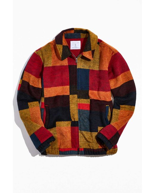 Urban Outfitters Red Uo Wool Colorblock Harrington Jacket for men