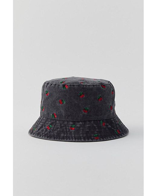 Urban Outfitters Black Cherry Embroidered Bucket Hat