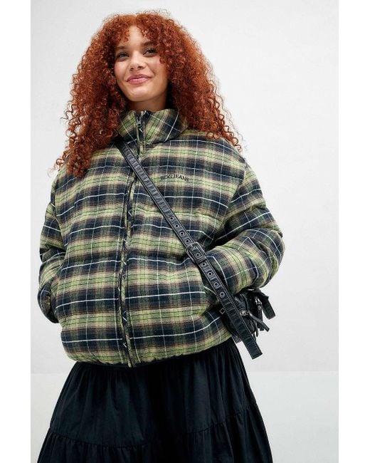 BDG Green Check Puffer Jacket