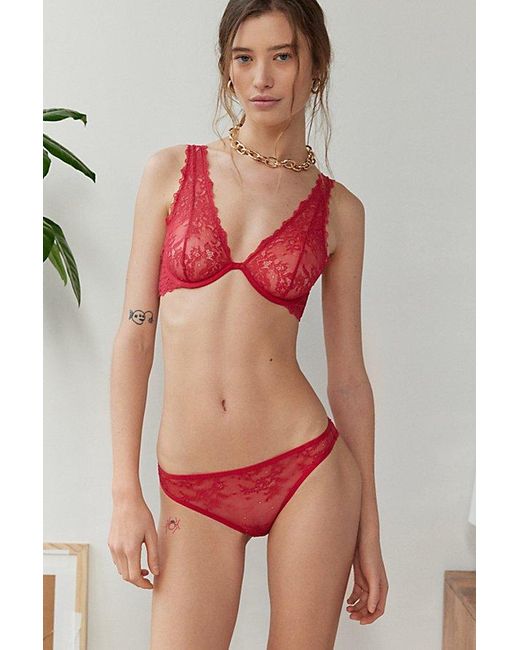 Out From Under Red Budapest Love High Sheer Lace Undie