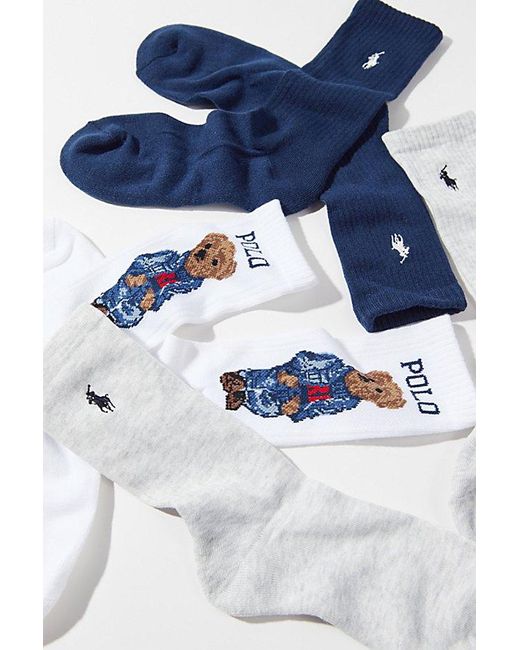 Polo Ralph Lauren Blue Americana Sport Bear Sock 3-Pack