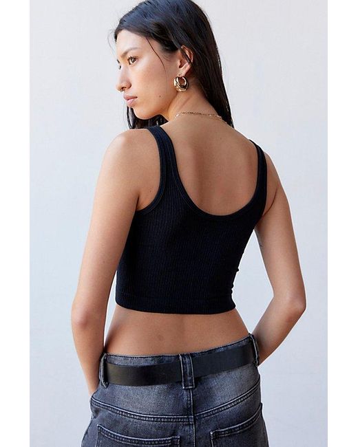 Out From Under Blue Drew Seamless Ribbed Cropped Tank Top