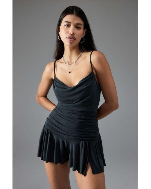 Urban Outfitters Black Uo Arlo Cupro Playsuit