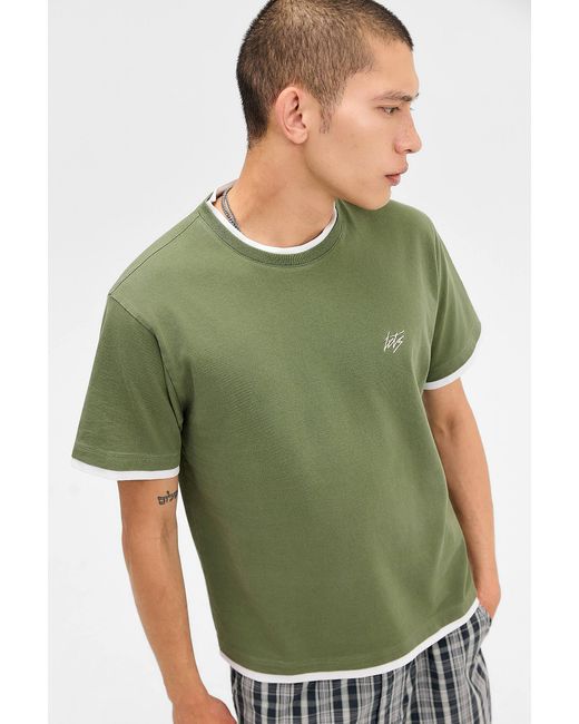 iets frans Green Double Layer T-shirt for men