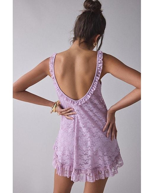 Urban Outfitters Uo Primrose Lace Babydoll Romper in Purple | Lyst