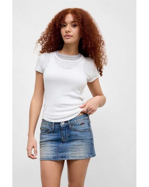 BDG White Mid Blue Ultimate Denim Mini Skirt