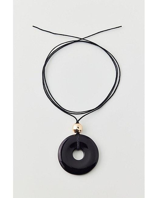 Urban Outfitters Blue Round Pendant Corded Wrap Necklace