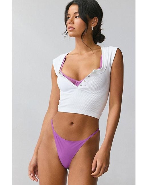 Out From Under Purple Ribbed Base Layer Thong