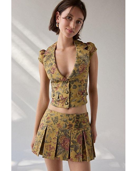 Urban Outfitters Metallic Uo Feeling Naughties Tailored Vest Top + Pleated Skort 2-Piece Set