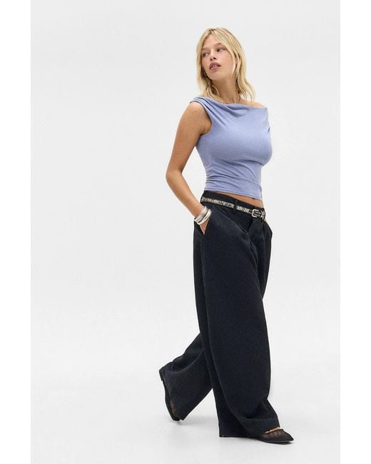 Urban Outfitters Blue Uo Noa Cocoon Pleated Trousers