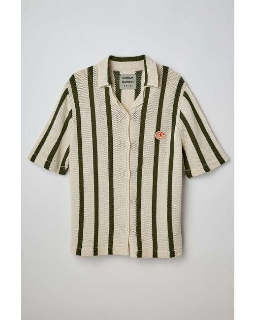 Damson Madder White Stripe Knit Button-down Shirt for men