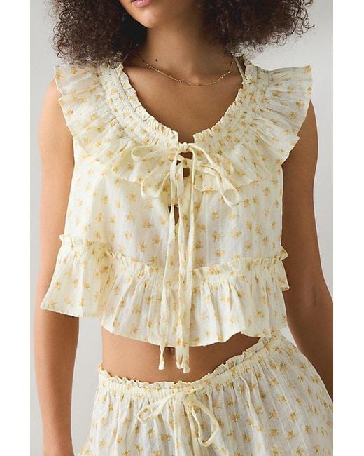Out From Under Natural Love Letters Ruffle Babydoll Top + Micro Short Pj Set
