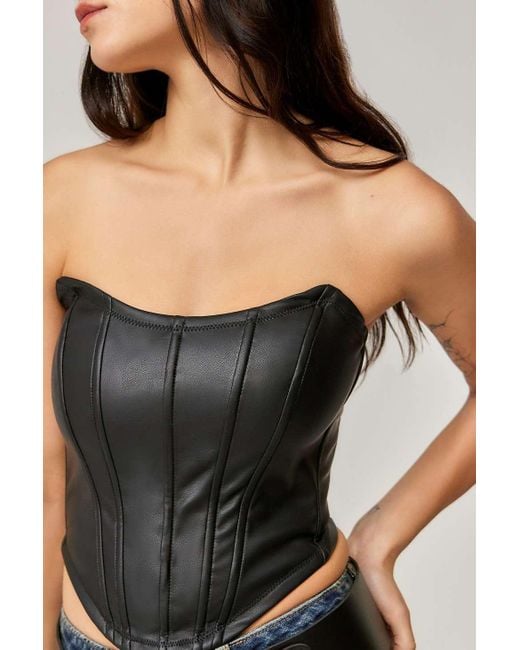 Silence + Noise Black Silence + Noise Pheonix Faux Leather Bandeau Top