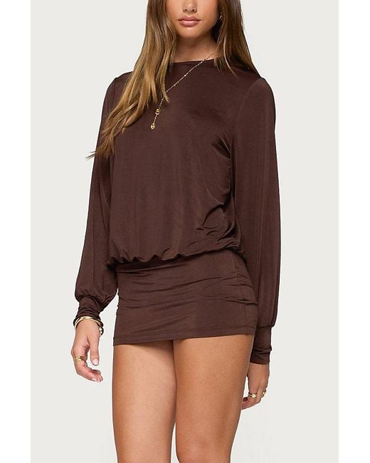 Edikted Brown Guilia Backless Long Sleeve Romper