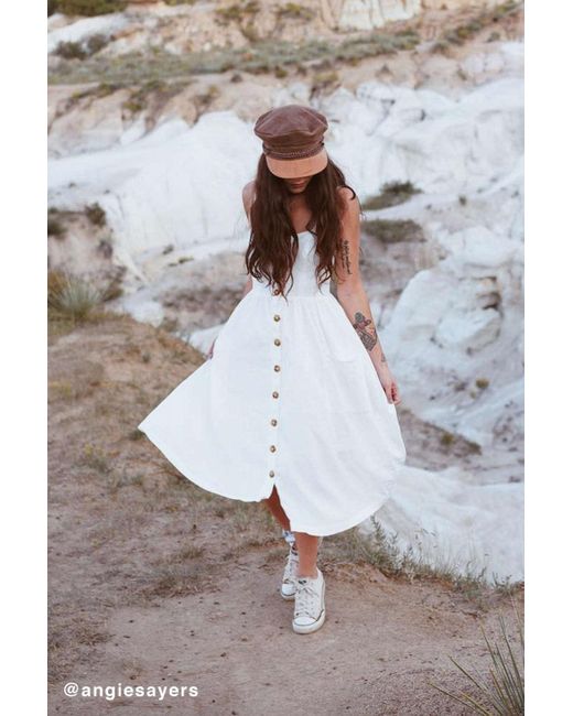 Cooperative White Emilia Linen Button-down Midi Dress