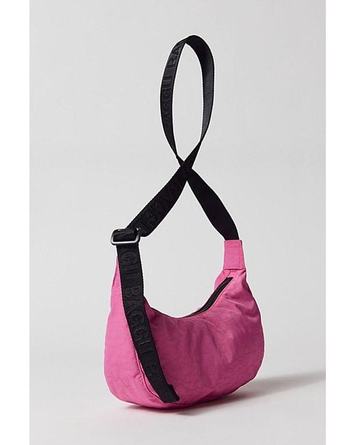 Baggu Pink Small Nylon Crescent Bag