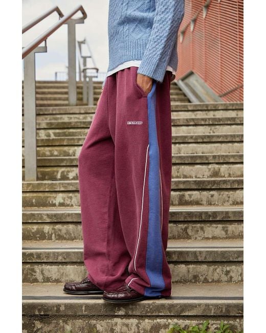 iets frans Purple Plum Panelled Harri Baggy Joggers for men