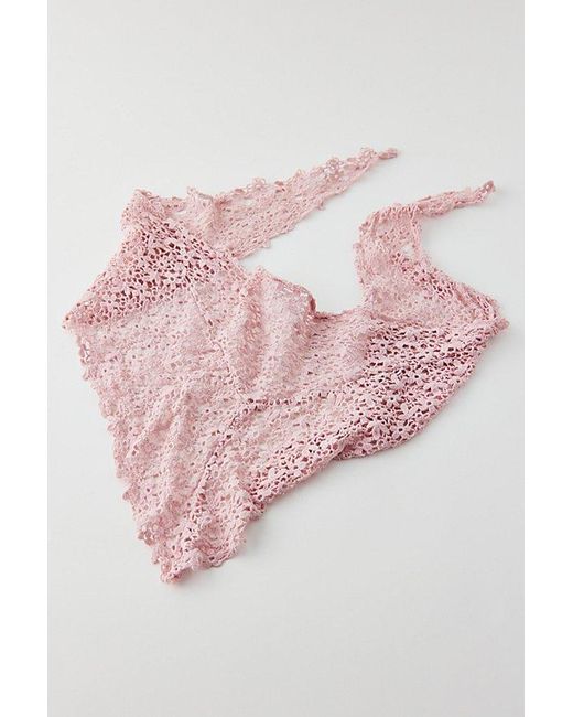 Urban Outfitters Pink Floral Crochet Headscarf