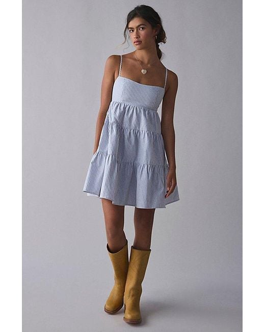 Kimchi Blue Purple Zosia Tiered Babydoll Mini Dress