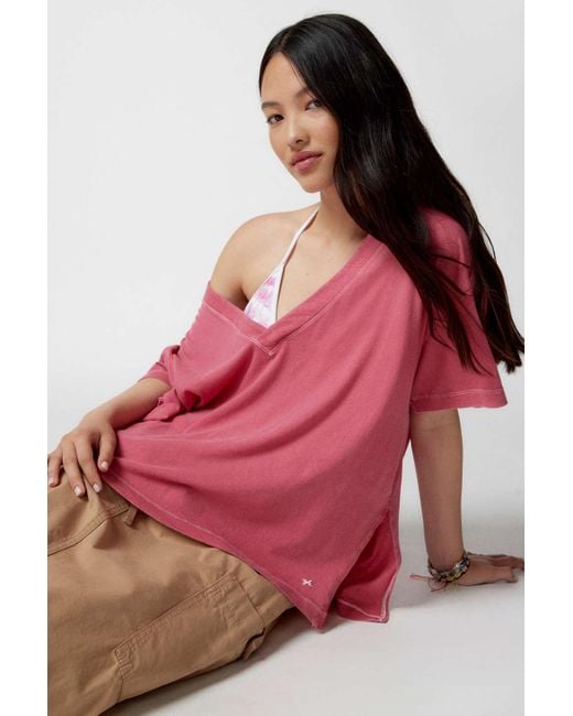 Out From Under Pink Jamie Slouchy V-neck Tee
