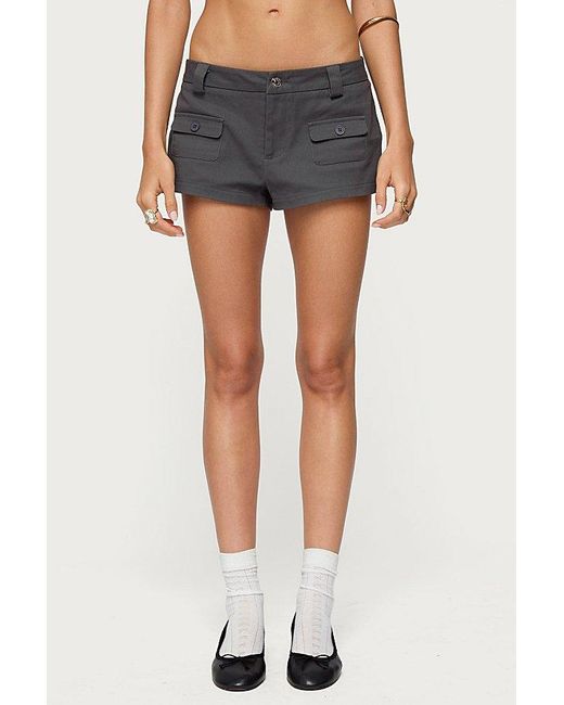 Edikted Blue Terra Cargo Micro Shorts