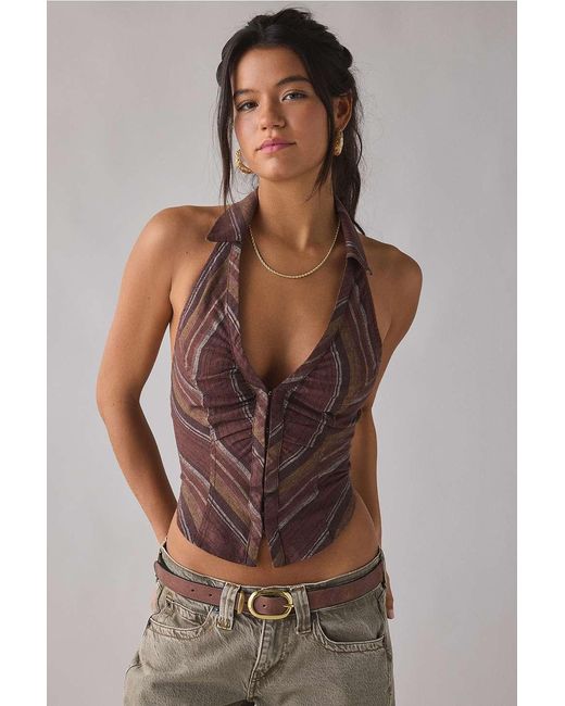 Urban Outfitters Brown Uo Tough Luck Halter Top