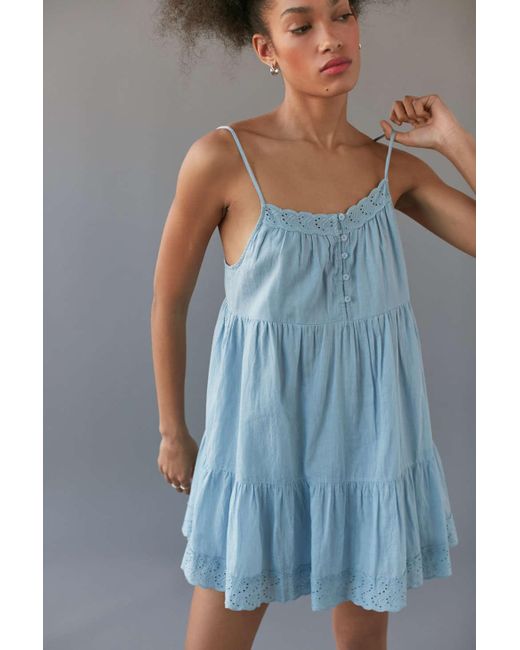 Urban Outfitters Uo Hanna Cecilia Tiered Mini Dress in Light Blue (Blue ...