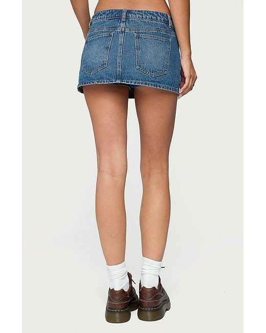 Edikted Blue Ziggie Tie Front Denim Mini Skort