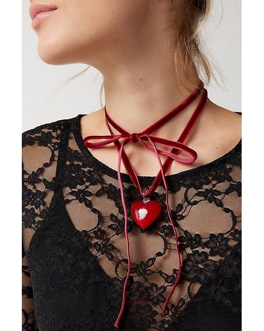 Urban Outfitters Black Glass Icon Velvet Choker Necklace