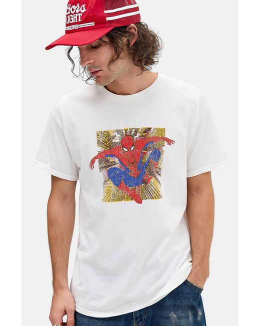 Urban Outfitters White Uo Spiderman Box Graphic Tee for men
