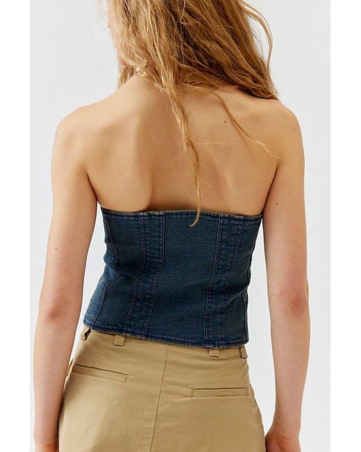 Urban Outfitters Multicolor Uo Leila Denim Lace-Up Tube Top