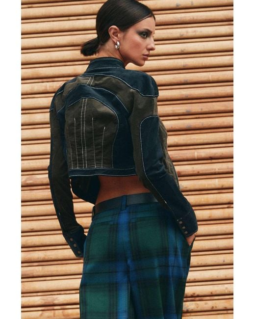 BDG Blue Terreto Cropped Racer Moto Jacket In Black,at Urban Outfitters