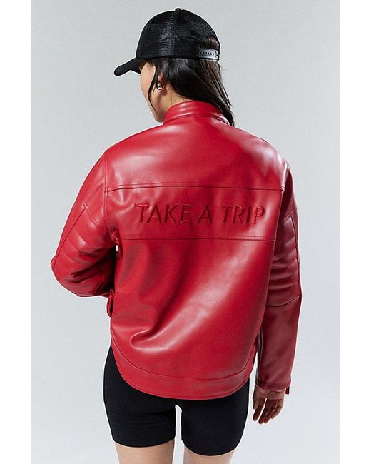 House Of Sunny Red The Racer Faux Leather Moto Jacket