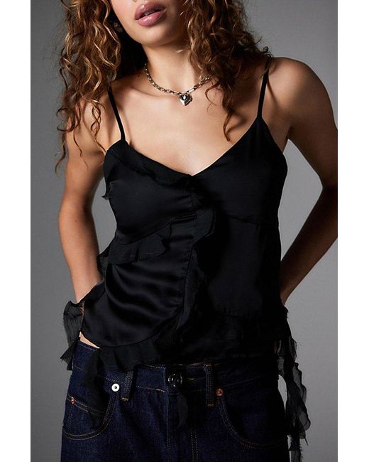 Urban Outfitters Black Uo Deconstructed Hanky Hem Cami