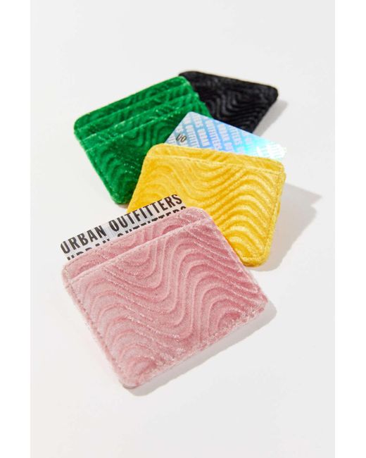 Urban Outfitters Pink Kara Wavy Velvet Cardholder Wallet