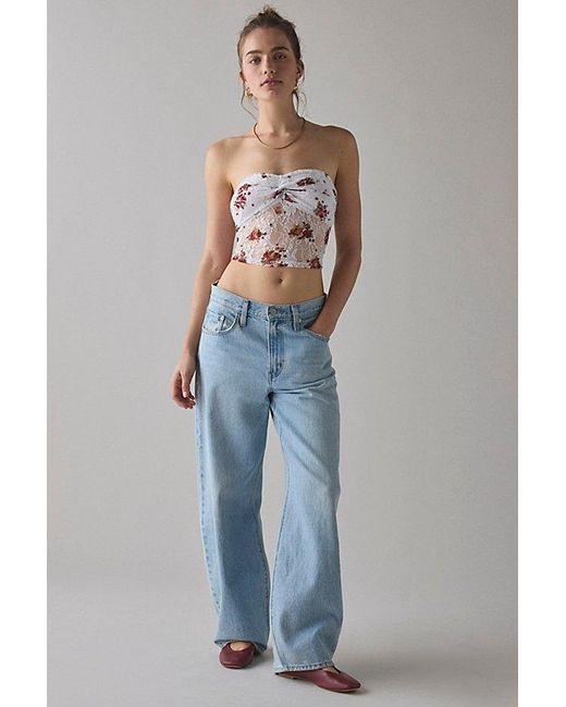 Vintage & ReMADE by UO Multicolor Remade By Uo Remnants Twist-Front Floral Lace Tube Top
