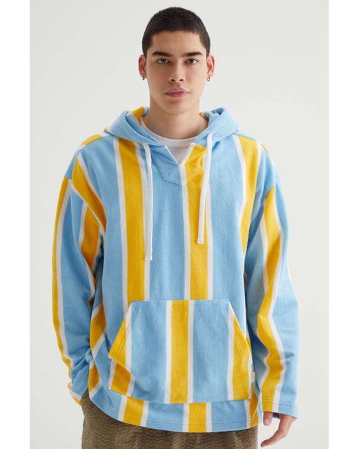 Urban Outfitters Blue Uo Striped Terry Hoodie Sweatshirt for men