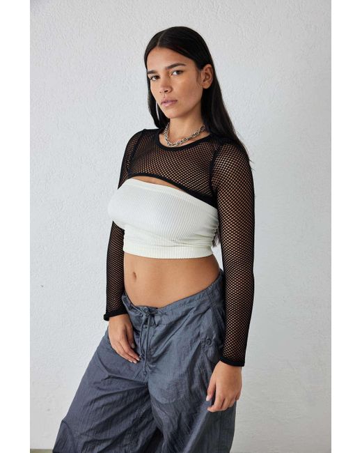 Urban Outfitters Blue Uo Fishnet Shrug Top