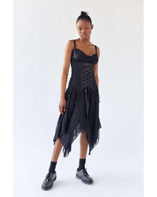 Urban Outfitters Uo Drew Cowl Neck Corset Midi Dress in Black Lyst Canada
