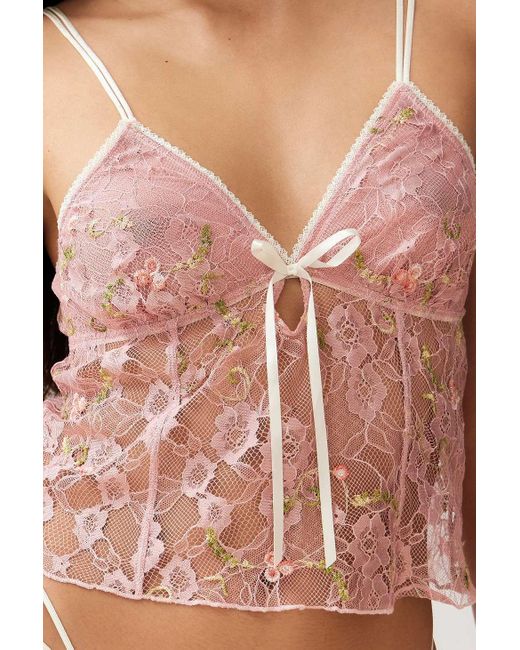 Out From Under Pink Mindy Embroidered Cami