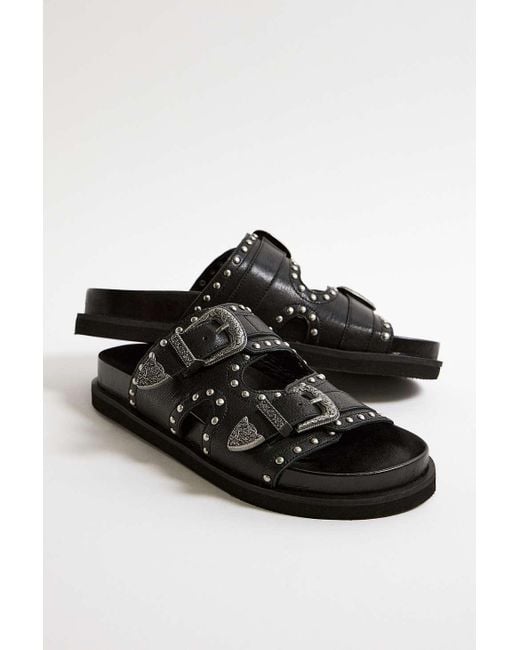 Urban Outfitters Uo Nevada Black Leather Sandals